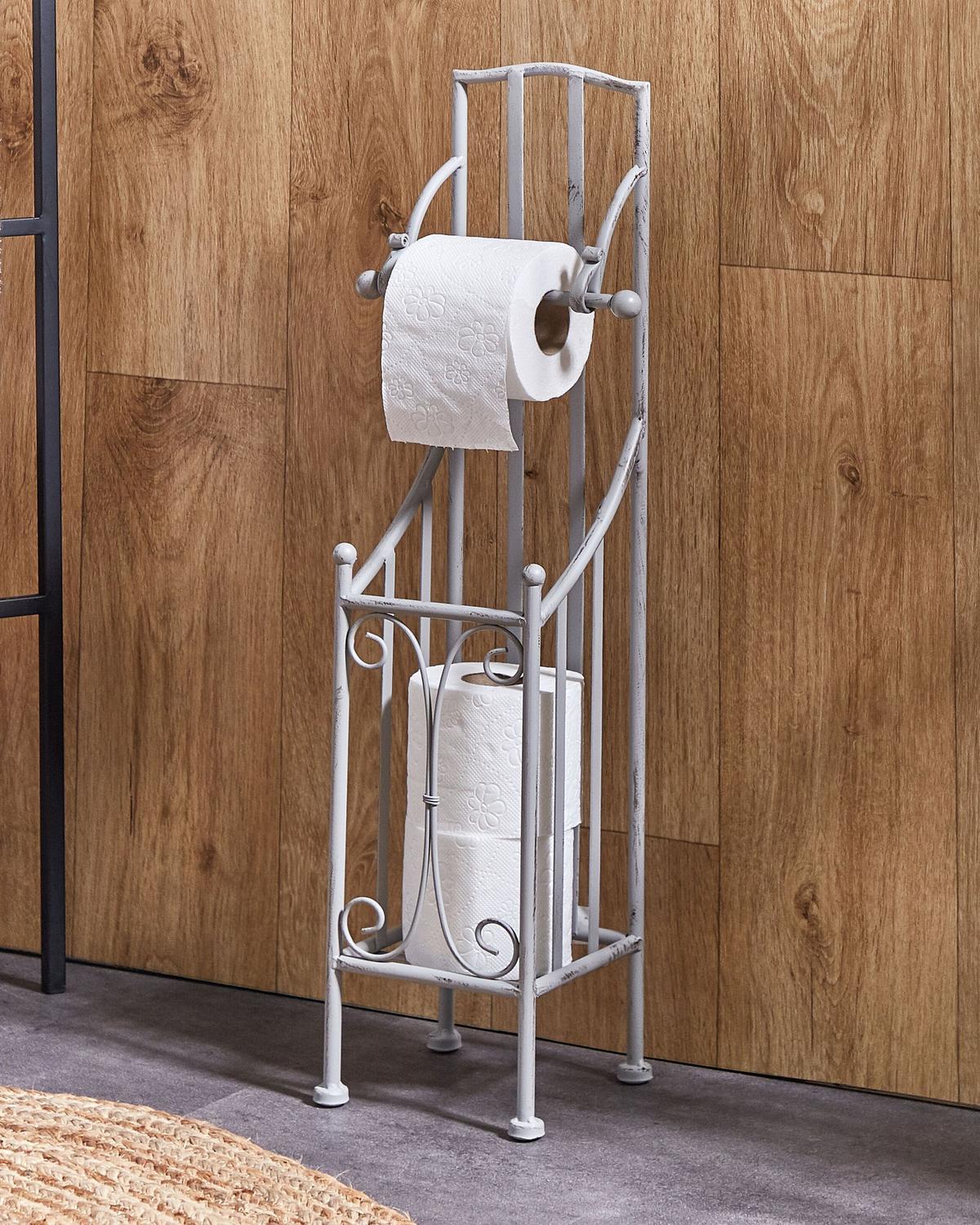 TOILETTENPAPIERSTÄNDER Metall Antik Optik grau Brisa - Grau, Metall (18/68/15cm) - Beliani