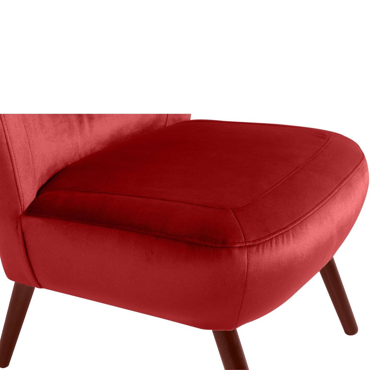 SESSEL Kathy Bezug Samtvelours Buche nussbaum dunkel / ziegel - Rot, Kunststoff (70/86/69cm) - 58aufmkessel