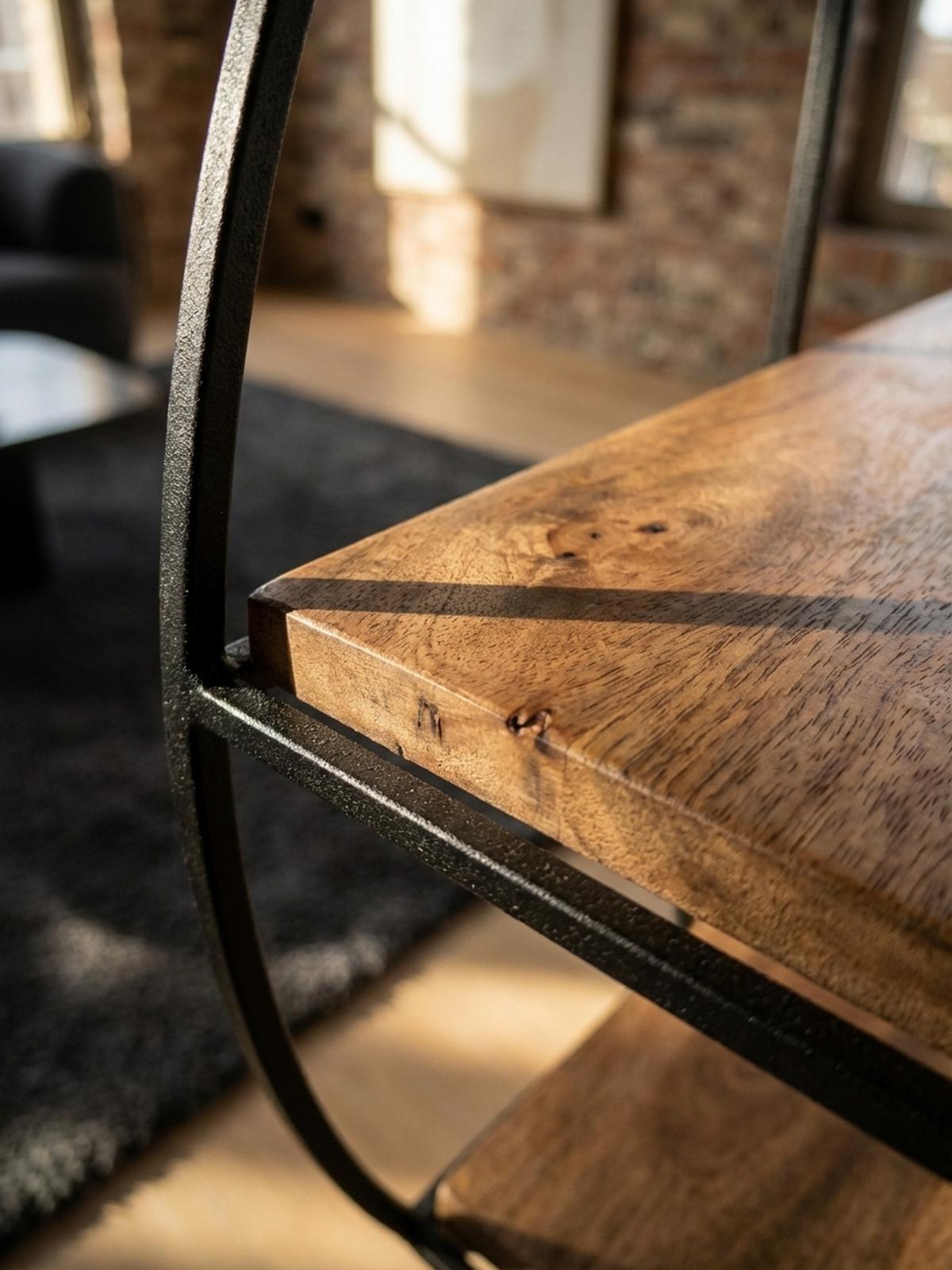 WANDREGAL Mango Massivholz Metall Industrial Stil 70x70x18 cm Rund - Schwarz/Braun, Holz/Metall (70/70/18cm) - KADIMA DESIGN
