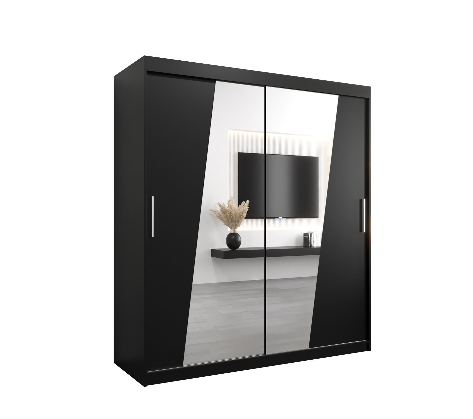 SCHWEBETÜRENSCHRANK 200/180/62 2-türig - Silberfarben/Schwarz, Holz/Kunststoff (180/200/62cm) - MÖBEL KRYSPOL