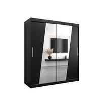 SCHWEBETÜRENSCHRANK 200/180/62 2-türig - Silberfarben/Schwarz, Holz/Kunststoff (180/200/62cm) - MÖBEL KRYSPOL