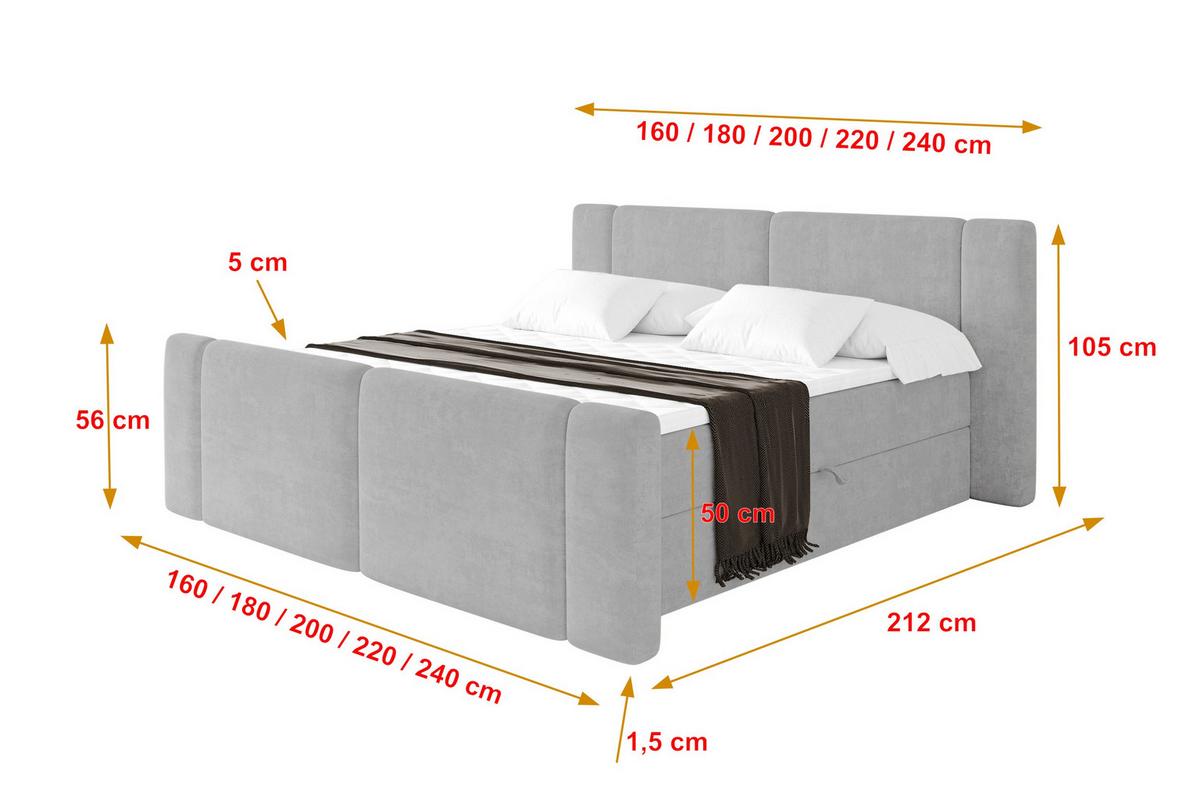 BOXBETT mit Matratze H4 - EVON Zanozek - 180x200 cm Grau - Greige, Holzwerkstoff (180/200cm) - ALTDECOR