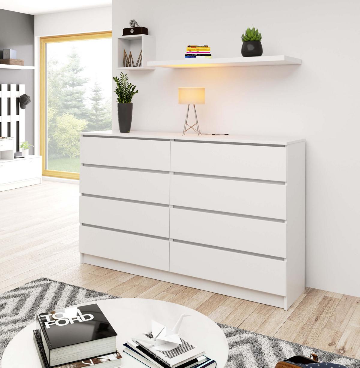 KOMMODE Weiß 99/160/40 - Weiß, Holzwerkstoff (160/99/40cm) - RAUMHIRSCH FURNITURE