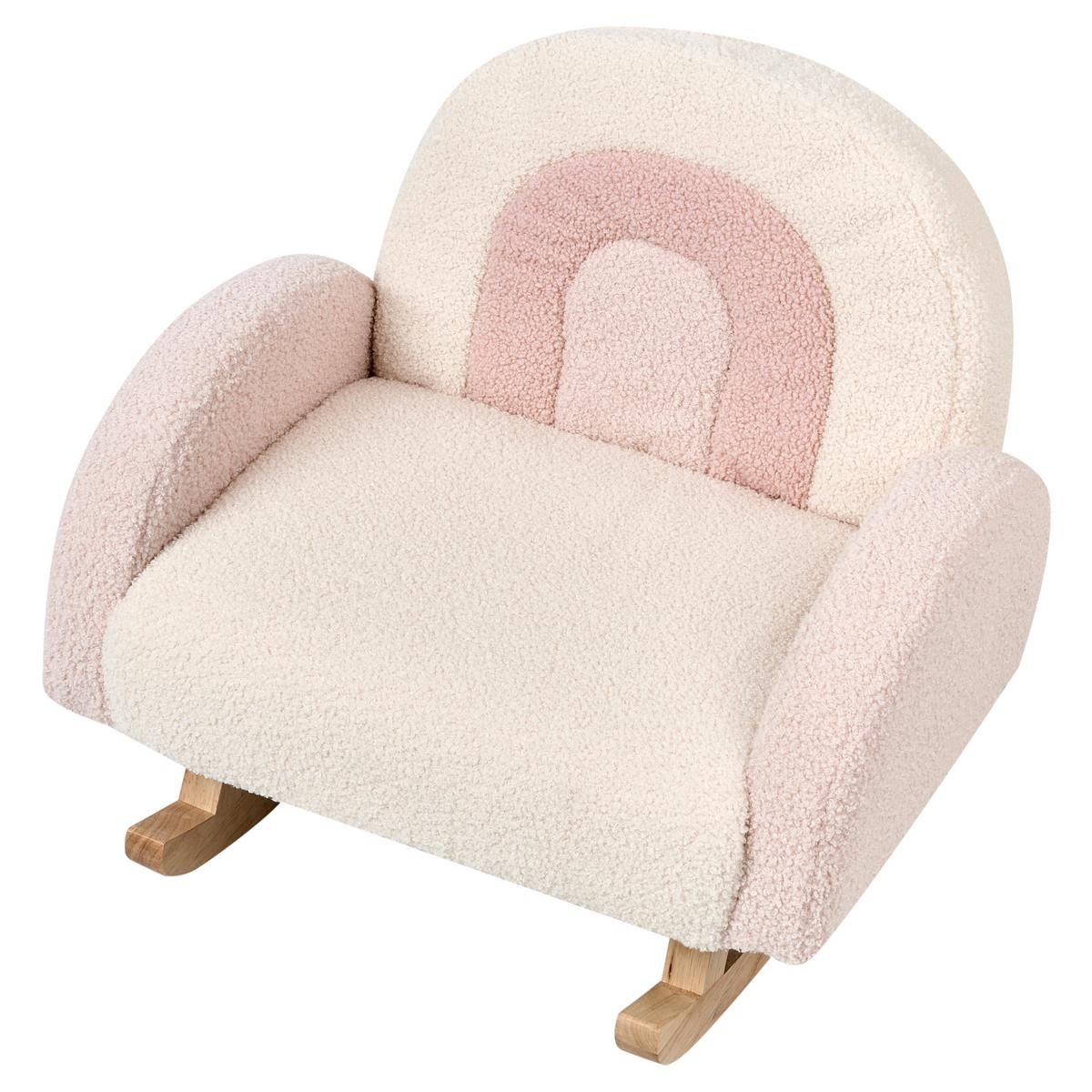 KINDERSCHAUKELSTUHL Regenbogen Bouclé Pastellrosa Ombo - Pink, Textil (44/48/53cm) - Beliani