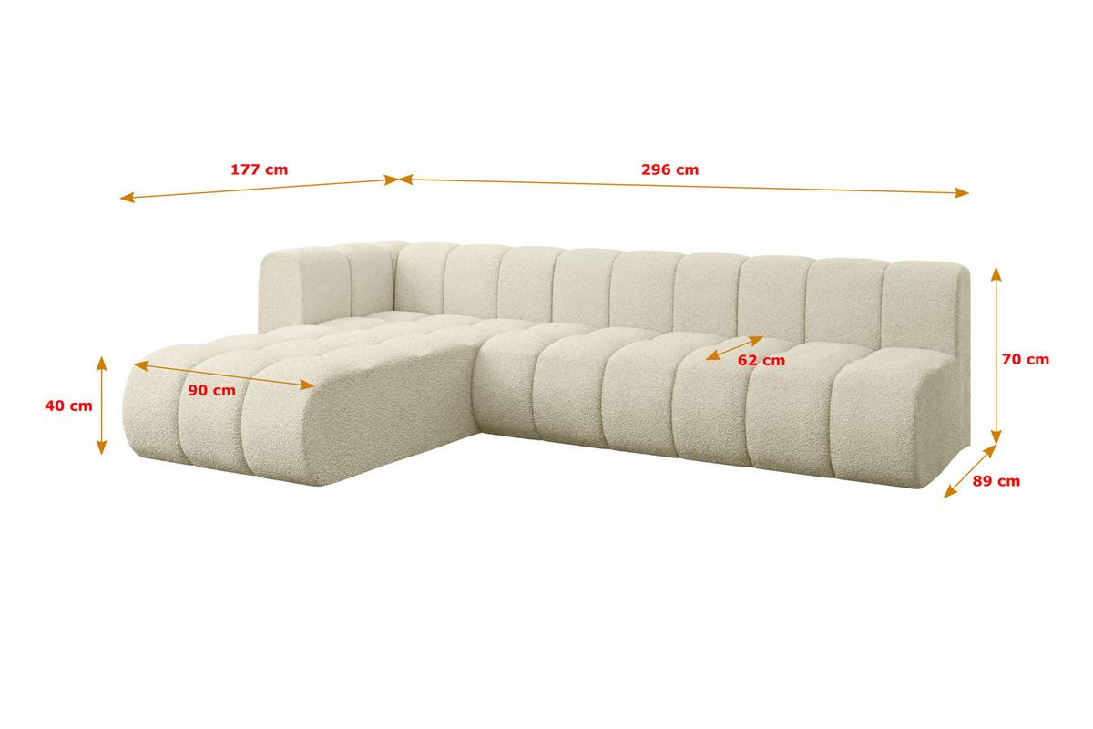 ECKSOFA modulares Sofa Darnel-L2 - 296x177x70 cm Beige - Beige, Holzwerkstoff/Textil (296/177cm) - ALTDECOR