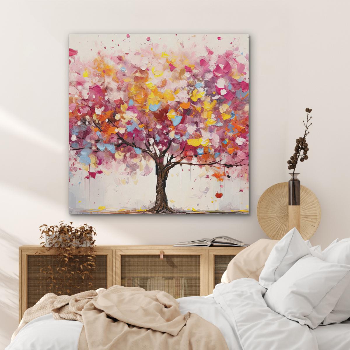AKUSTIKBILD Aquarell - Baum - Kunst - Abstrakt Akustikpaneele 90x90 cm - Multicolor, Kunststoff (90/90/0.9cm) - MuchoWow