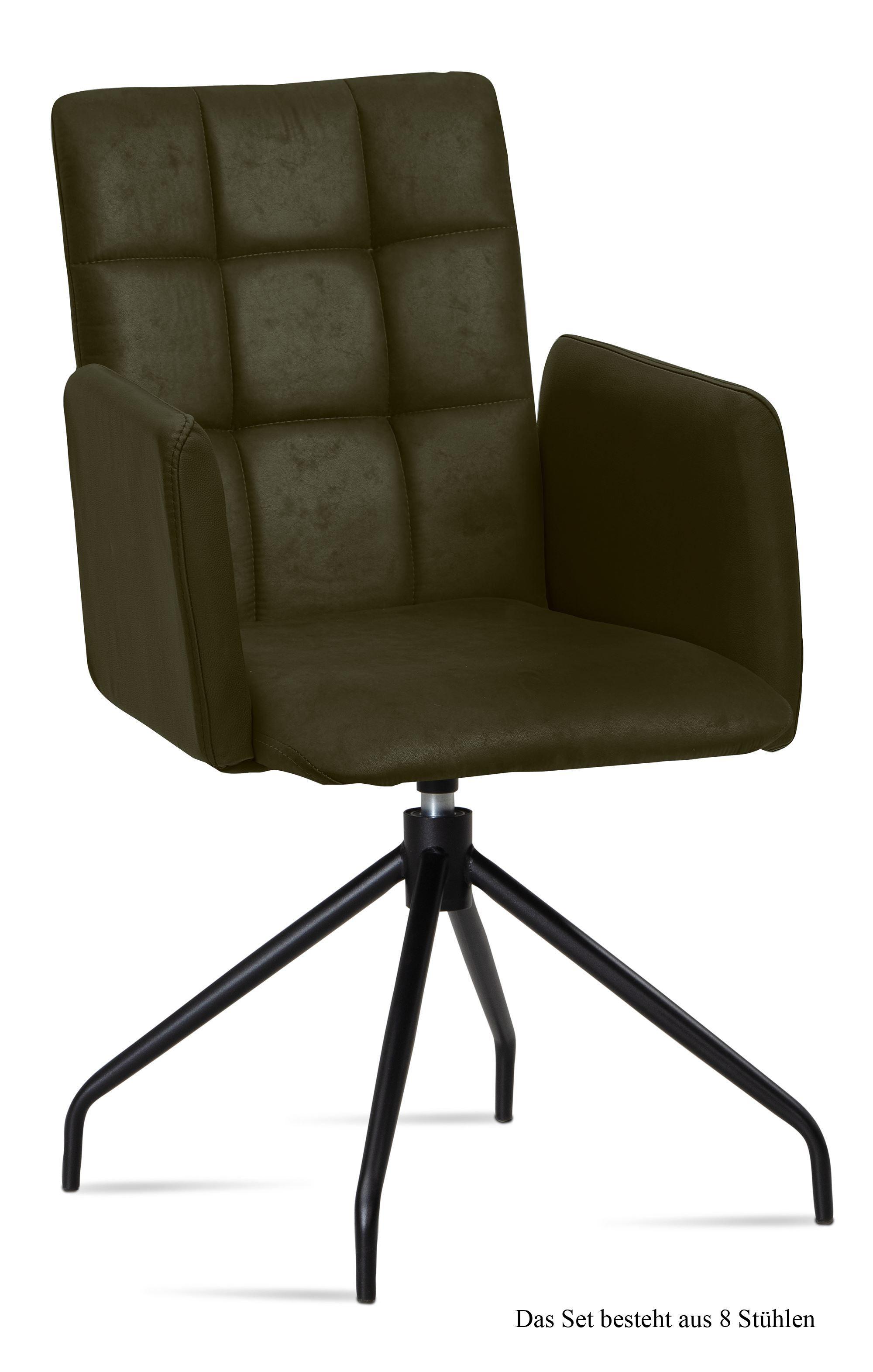 ARMLEHNSTUHL drehbar (8er-Set) Dollie 52x91x60 Schwarz/Khaki - Dunkelgrün/Schwarz, Kunststoff (60/91/52cm) - 58aufmkessel