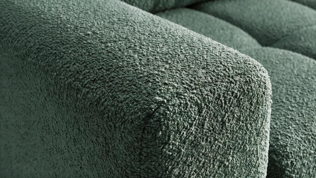 ECKSOFA Ovia mit Bettkasten und Schlaffunktion, Bouclé-Stoff in L-Form - Grün, Textil (270/185cm)