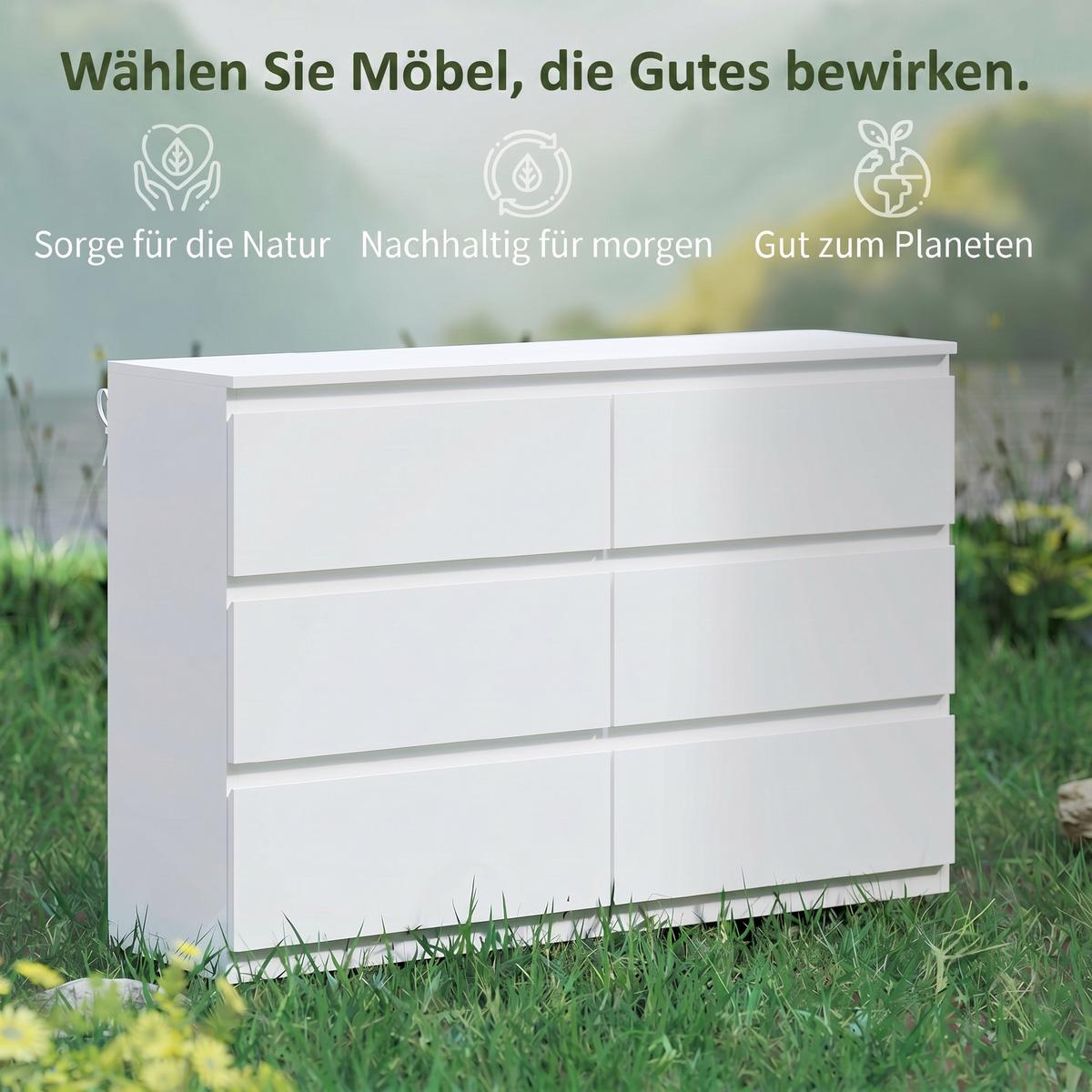 KOMMODE Spanplatte Weiß - Weiß, Holzwerkstoff/Kunststoff (34/75/112cm) - HOMCOM
