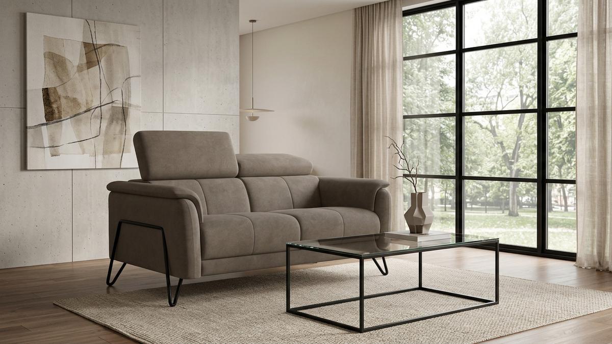 SOFA RODEN 2-Sitzer, beige, Veloursstoff - Beige, Holz/Textil (152/82/103cm) - Wozimo