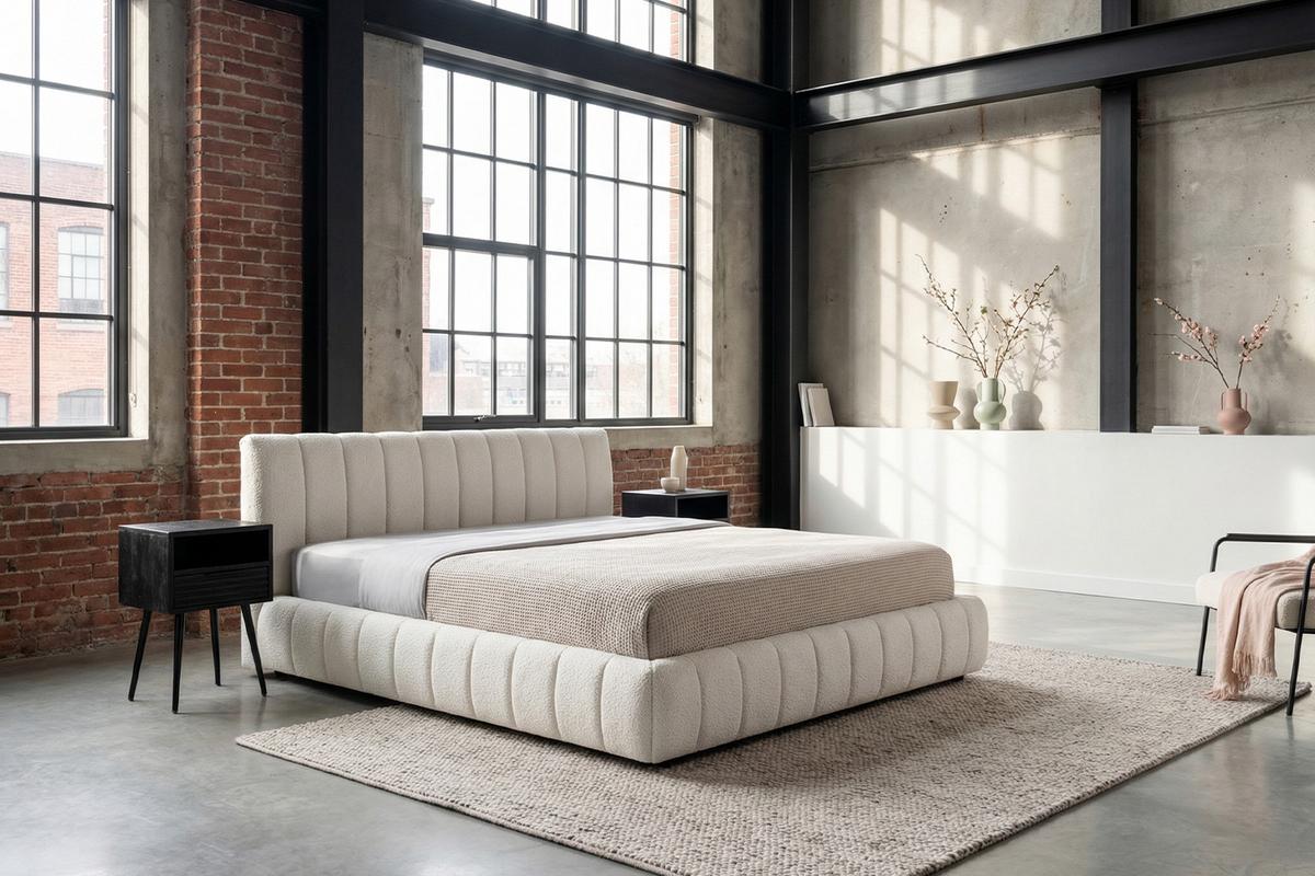 POLSTERBETT ALIOTTA Cremeweiß Bouclé - Creme, Textil (160/200cm) - KAWOLA