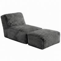 SESSEL MIT HOCKER aus Kordsamt modular und ergonomisch gepolstert - Dunkelgrau, Textil (160/66/80cm) - Urban Meuble