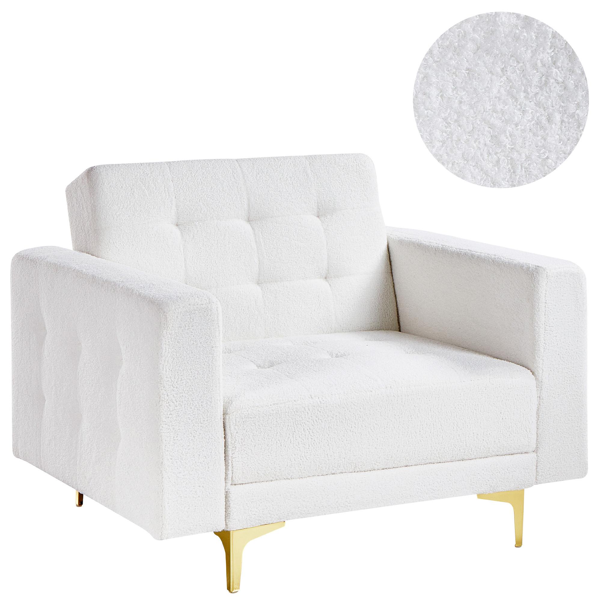 SESSEL Bouclé Cremeweiß Aberdeen - Weiß, Textil (106/83/88cm) - Beliani