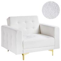SESSEL Bouclé Cremeweiß Aberdeen - Weiß, Textil (106/83/88cm) - Beliani