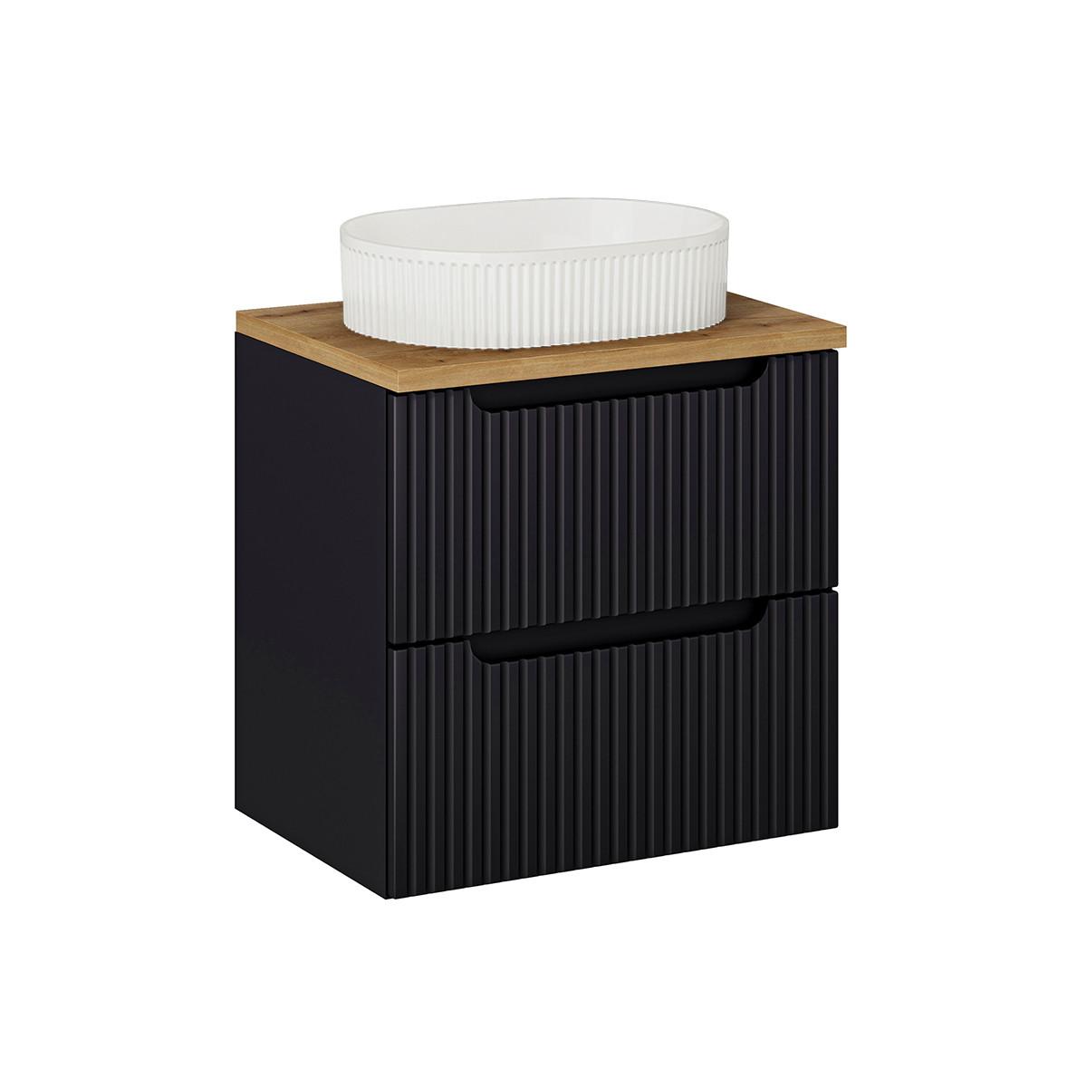 WASCHTISCH 60.4cm Riva Schwarz und Holz - Schwarz, Holzwerkstoff (60.4/59/40cm) - Petits-meubles