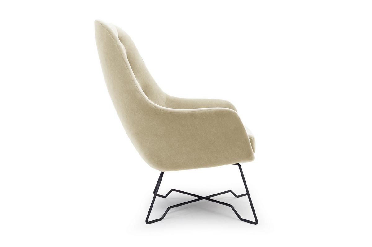 SESSEL SEDUTA, Modern Polstersessel Loungesessel, Velours-Stoff Creme - Creme, Holz/Metall (72.5/101.5/83cm) - MASSENO