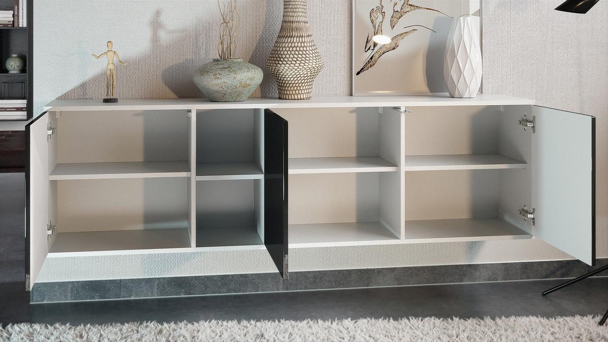 SIDEBOARD Cuba Türen in Eiche Nordic - Silbereichenfarben, Holzwerkstoff (182/53/35cm) - Vladon