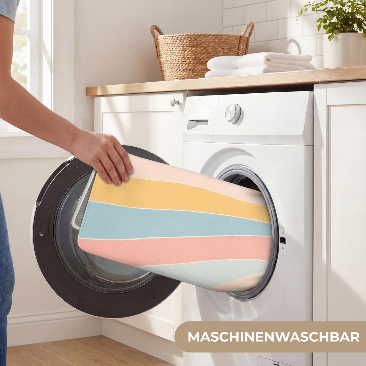 BADEMATTE Illustration - Sonne - Pastellfarben 60x120 cm - Pastellblau, Textil (60/120cm) - OnlyWow