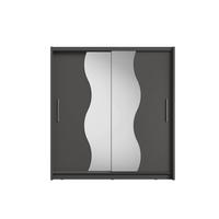 SCHWEBETÜRENSCHRANK RANOR 200/215/62,5cm 2-türig mit Spiegel Grau - Grau, Holzwerkstoff (200/215/62.5cm) - MASSENO