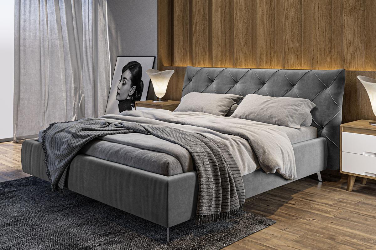 POLSTERBETT ANNY Grau Velvet - Grau, Textil (160/200cm) - KAWOLA