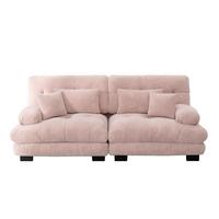 2-SITZER SOFA chenille rosa mit 4 kissen & modularem design - Pink, Textil (220/81/77cm) - Urban Meuble