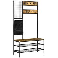 GARDEROBENSTÄNDER, Garderobe, Kleiderständer mit Haken, Schuhregal Stahl Braun - Braun, Metall (40/185/100cm) - HOMCOM