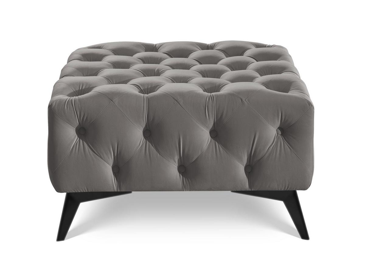 HOCKER Chesterfield Whitby Grau Samt mit schwarzen Füßen - Schwarz/Grau, Holz/Textil (80/45/80cm) - S-Style Möbel