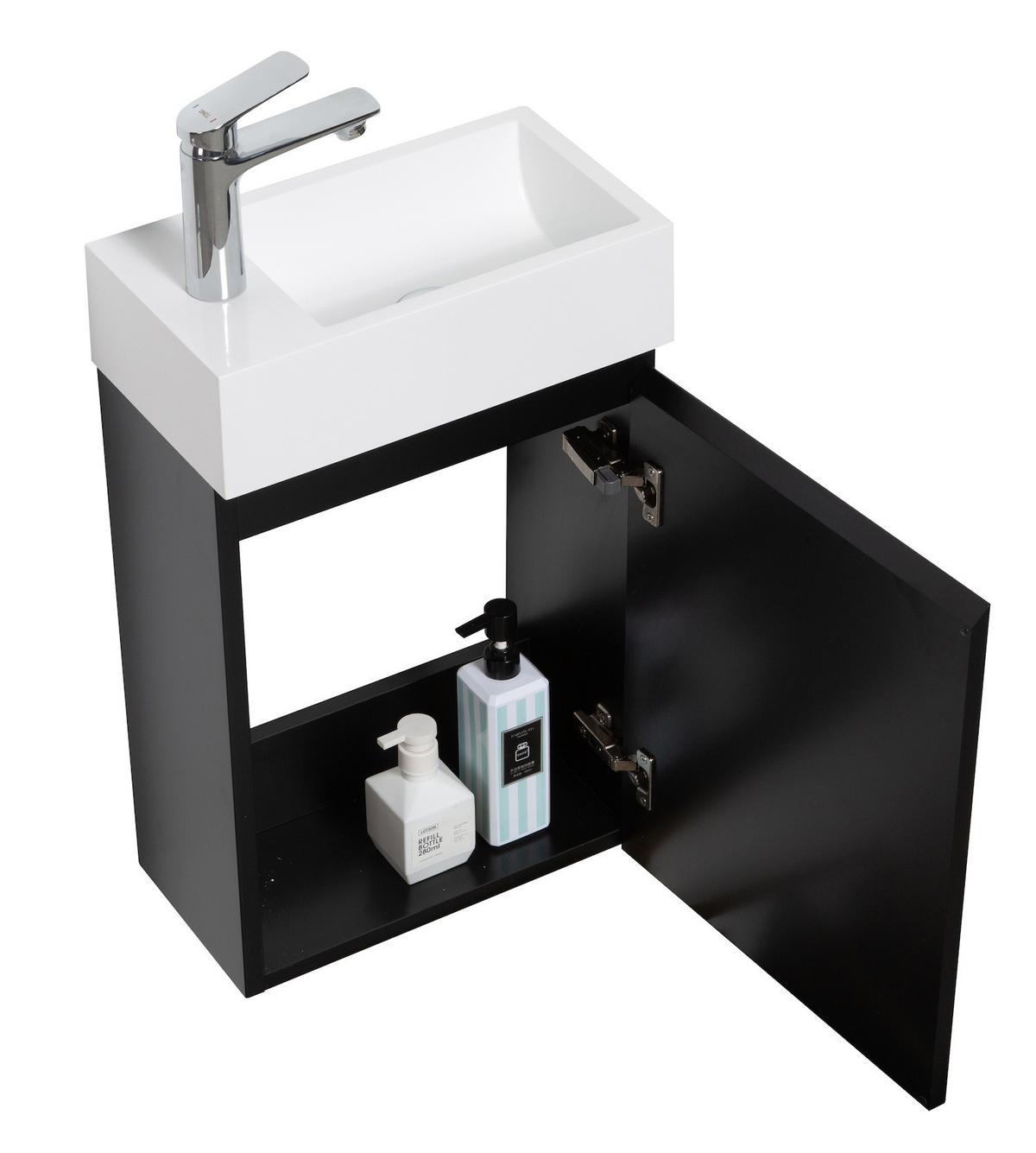 GÄSTE-WC-MÖBELSET Angela 2 Teile Schwarz Matt - 40 x 22 x 64 cm - Schwarz, Holz (40/52/22cm) - Badplaats