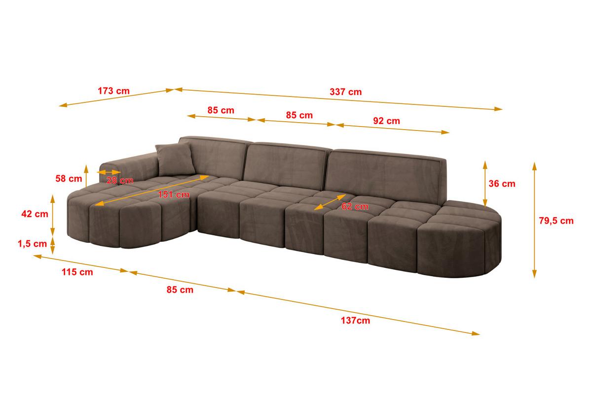 ECKSOFA Ottomane Rechts LIVO-L2 - 337x173x79,5 cm Beige - Beige, Holzwerkstoff/Textil (337/173cm) - ALTDECOR