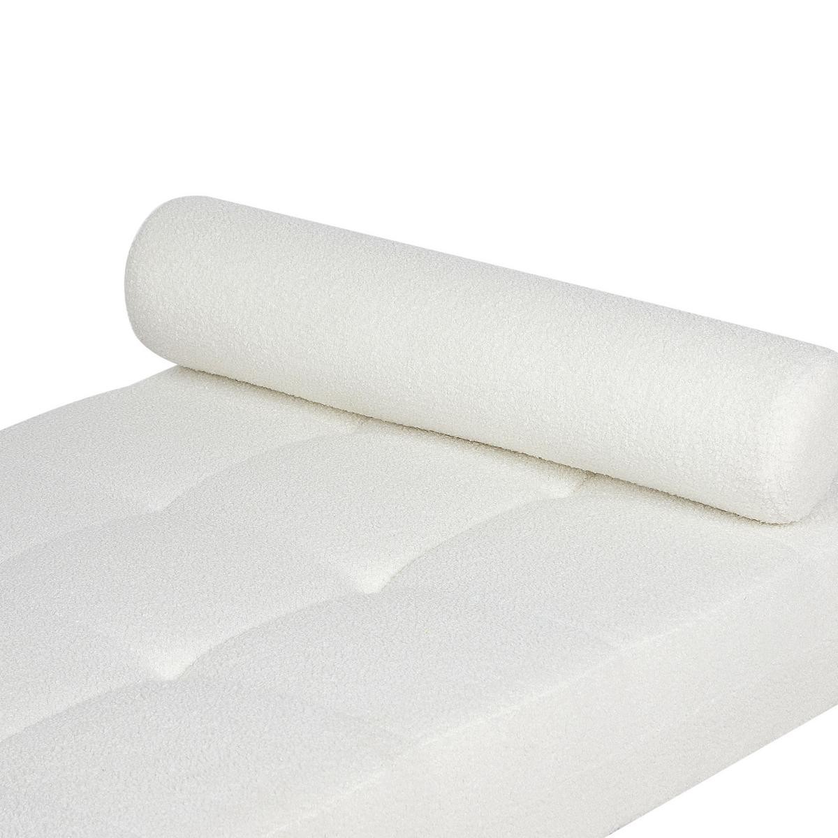 CHAISELONGUE Bouclé Weiß Chinon - Schwarz/Weiß, Textil (178/41/73cm) - Beliani
