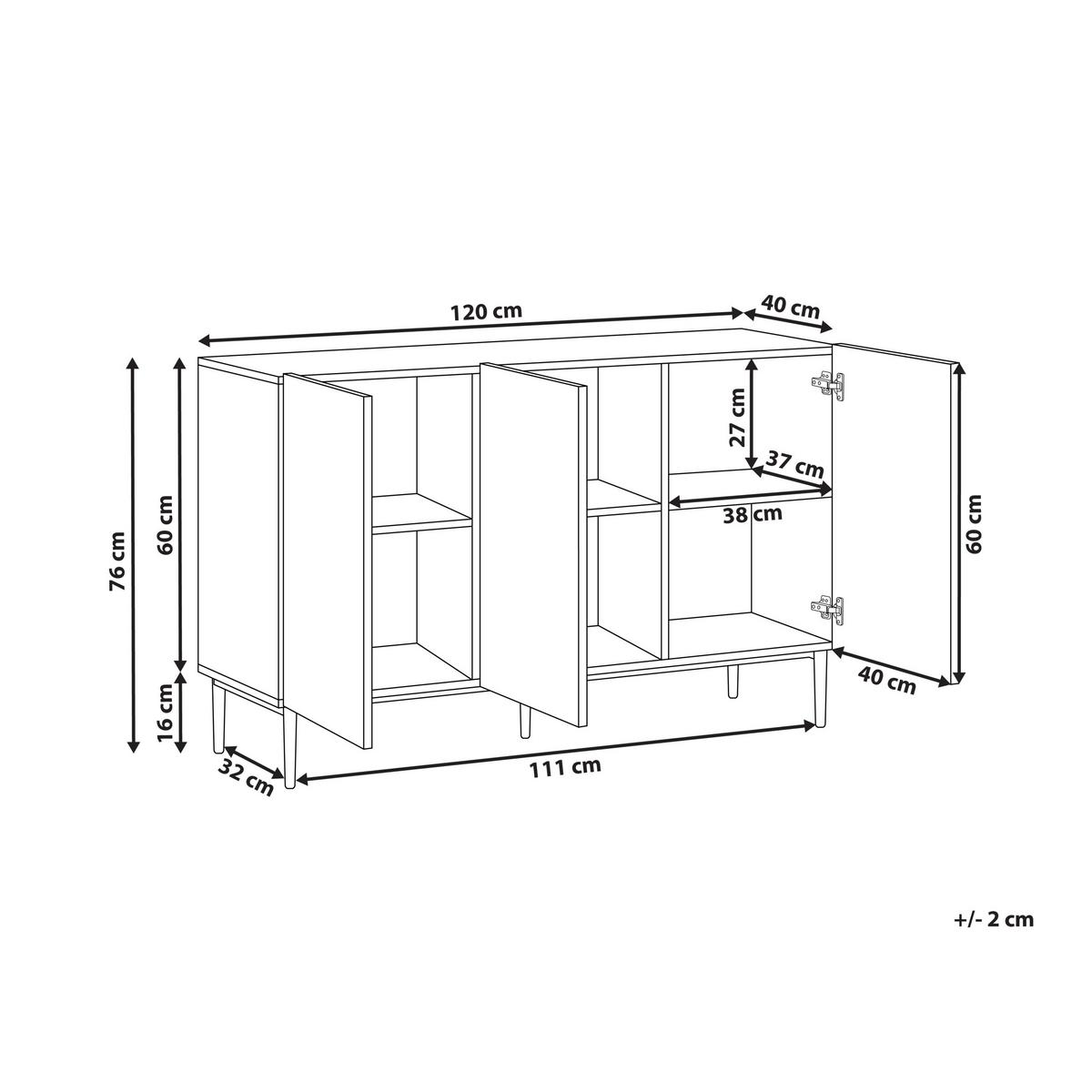 SCHRANK Naturfarbene Esche Schwarz Blythe - Schwarz, Holzwerkstoff (120/76/40cm) - Beliani