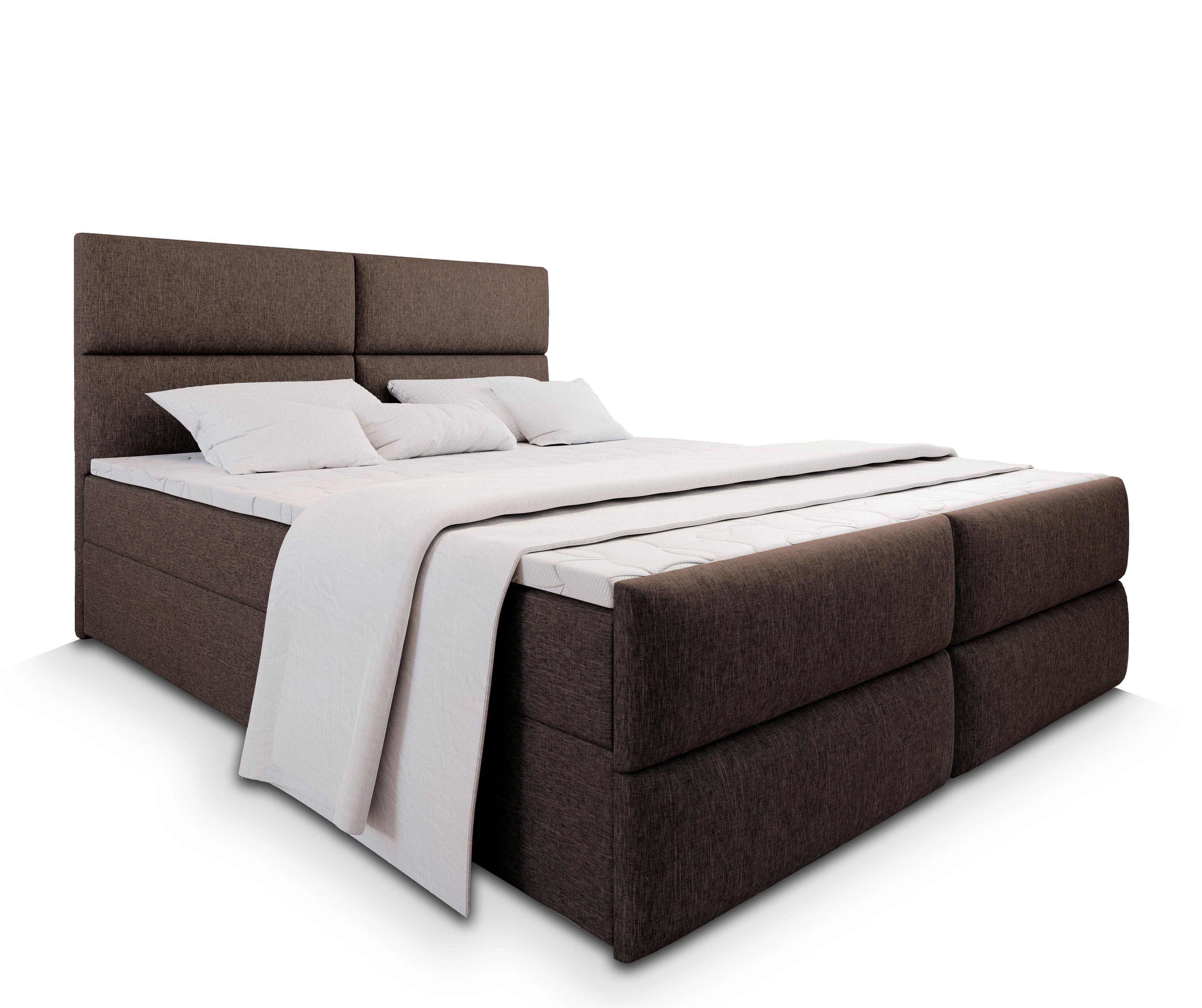 BOXBETT MULEN 160x200 cm mit Matratze und Topper - Braun - Braun, Holz (160/200cm) - MASSENO