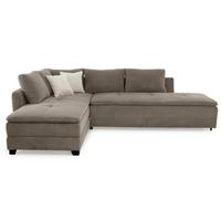 ECKSOFA-DAUERSCHLÄFER Doppelbett Boxspring Federkern Topper, seitenverkehrt montierbar B306/T223/H95 cm, Cord Braun Taupe / 15162 - Schwarz/Braun, Kunststoff/Textil (306/223cm) - luma-home