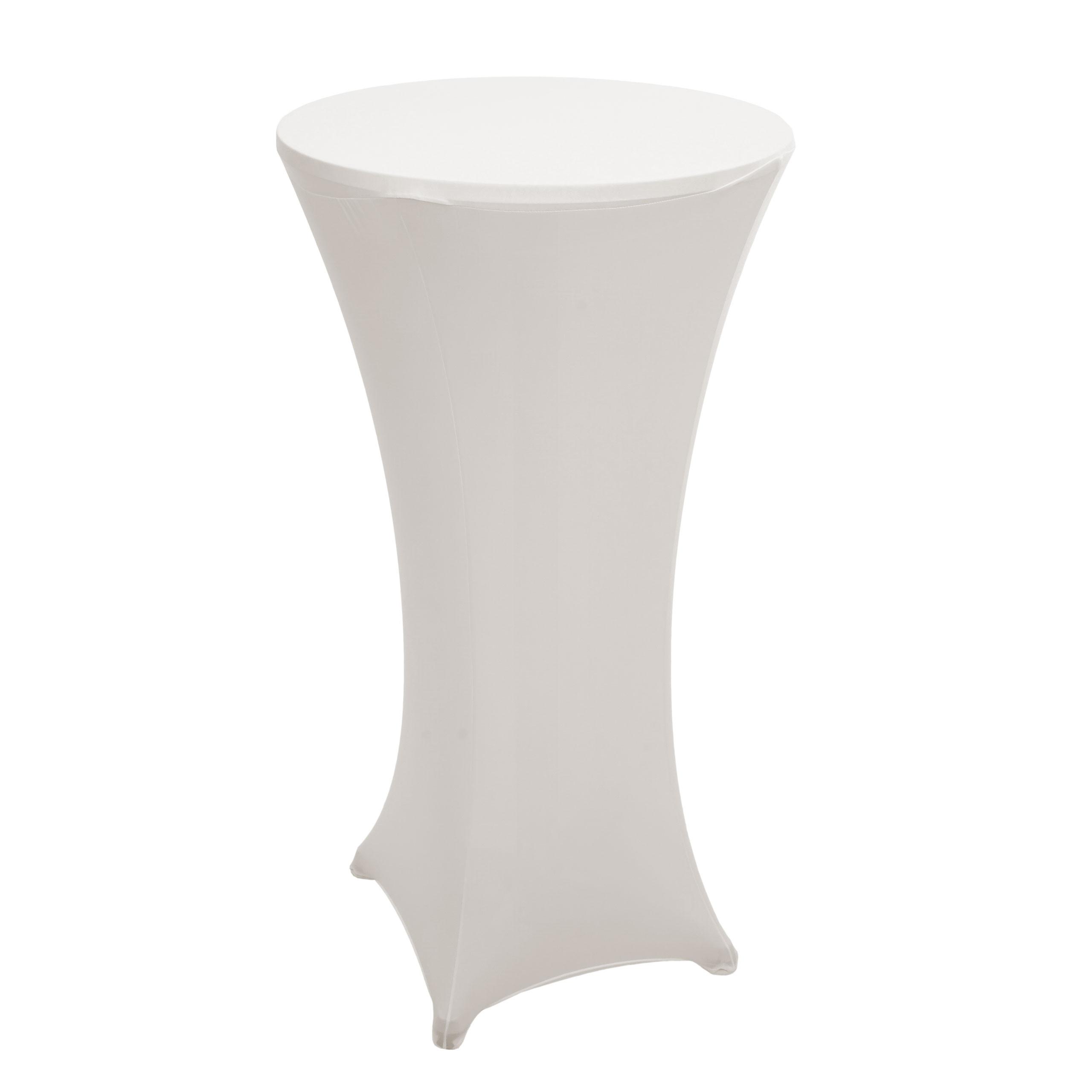 STEHTISCH + HUSSE rund Silber, Cremeweiß 2er-Set - Silberfarben/Creme, Textil (60/60/110cm) - MCW