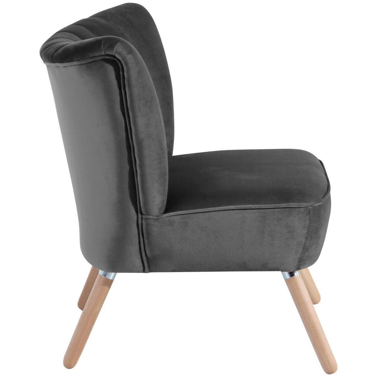 SESSEL Kadisha Bezug Samtvelours Buche natur / anthrazit - Anthrazit, Kunststoff (70/80/66cm) - 58aufmkessel