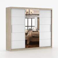 KLEIDERSCHRANK Astra 233 cm, 233/218/61, 3-türig, Sonoma-Eiche - Weiß, Holzwerkstoff (233/218/61cm) - imoebel24
