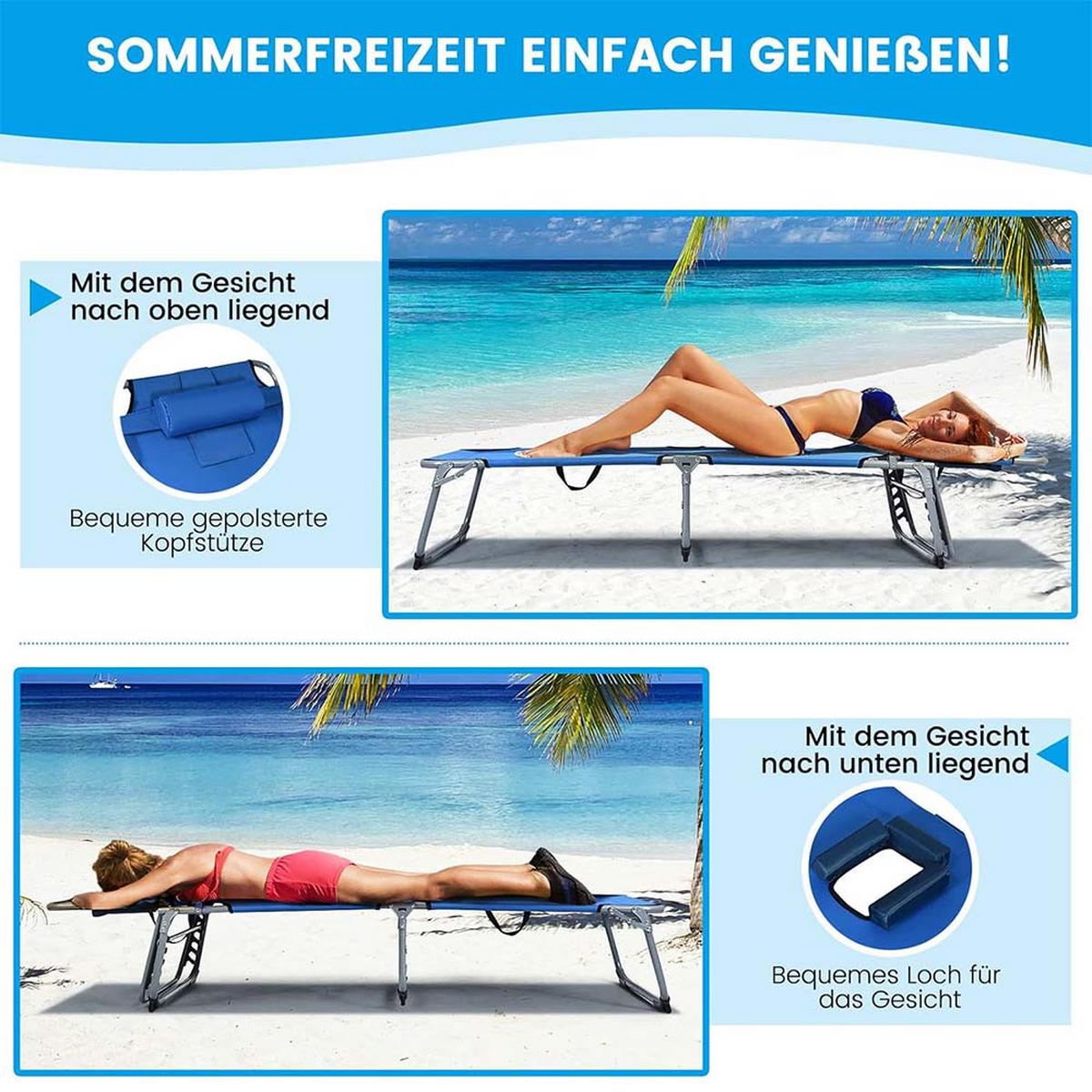 SONNENLIEGE 86cm Blau - Blau, Metall (194/86/60cm) - COSTWAY