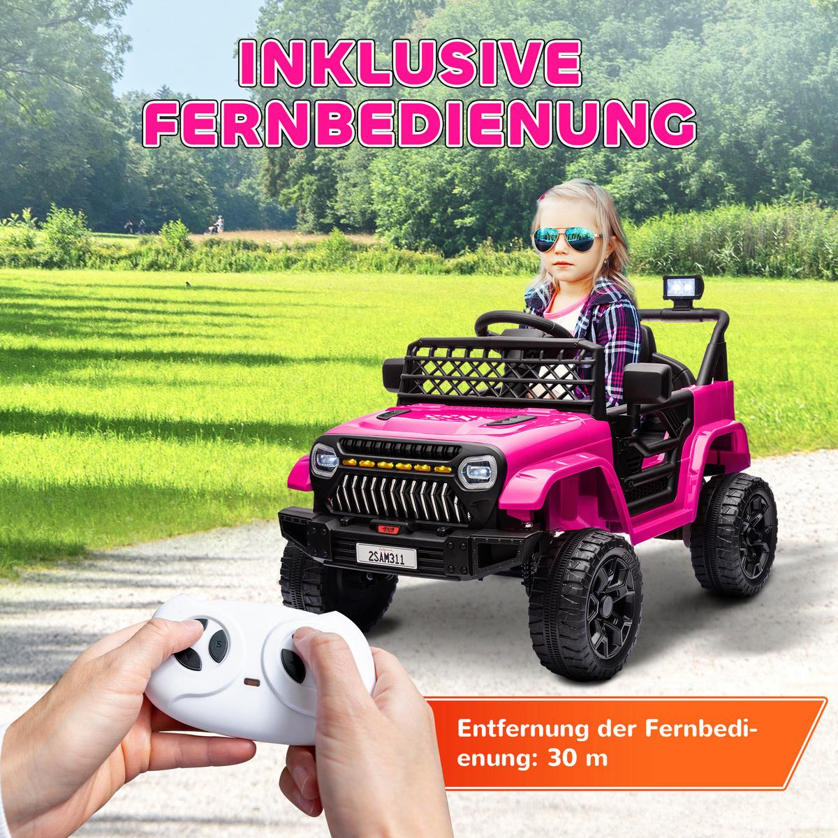 KINDER Elektroauto 12V Kinderauto Elektrisch mit 2,4 GHz Fernbedienung 2 Motor - Rosa, Metall (95/62.5/65cm) - AIYAPLAY