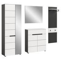 GARDEROBEN-SET 4-teilig in weiß, grau 220 cm, Komplettset mit Soft-Close, Cooper - Schwarz/Weiß, Glas/Holzwerkstoff (220/190/37cm) - Inn.Furn