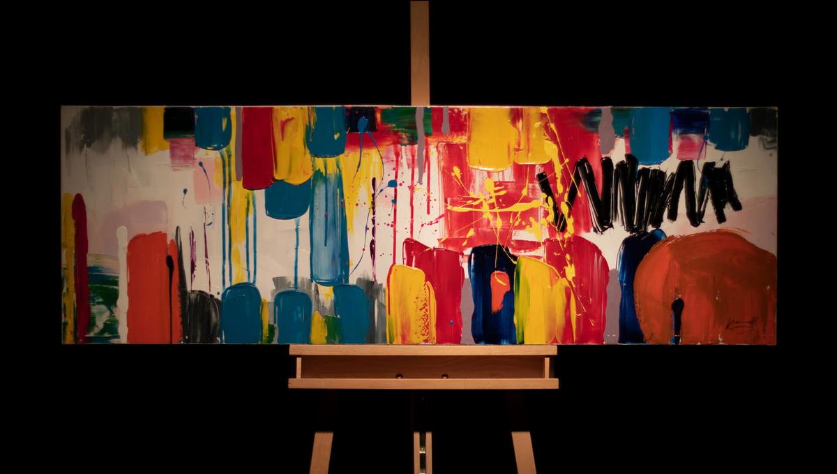 ACRYLBILD HANDGEMALT 150/50 cm - Multicolor/Weiß, Holz/Textil (150/50cm) - KUNSTLOFT