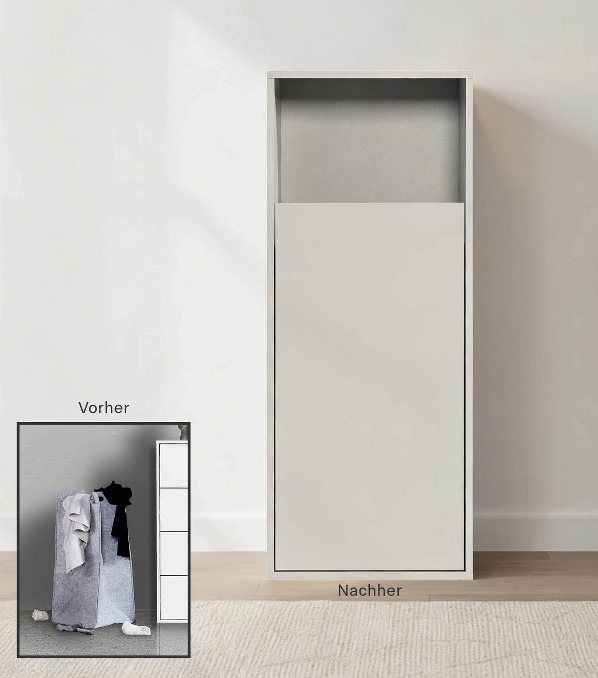 WÄSCHESCHRANK Der Wäschehüter - Beige, Holzwerkstoff (41/95/40cm) - Mokebo
