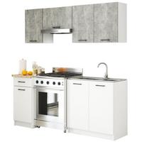 KÜCHENLEERBLOCK Beton, Weiß 203/180/46 - Weiß, Holzwerkstoff (180/203/46cm) - RAUMHIRSCH FURNITURE