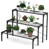 BLUMENREGAL 3-stufiger Schwarz - Schwarz, Metall (65/85/65cm) - COSTWAY