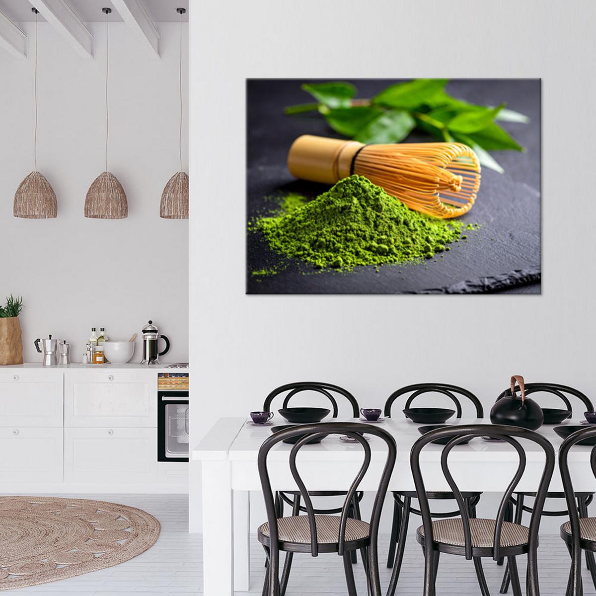 LEINWANDBILD Matcha Tee 60x40cm - Grün, Textil (60/40cm) - Feeby