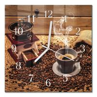 WANDUHR aus Glas 30x30 cm - Kaffeebohnen - Braun, Glas (30/30/0.4cm) - TULUP