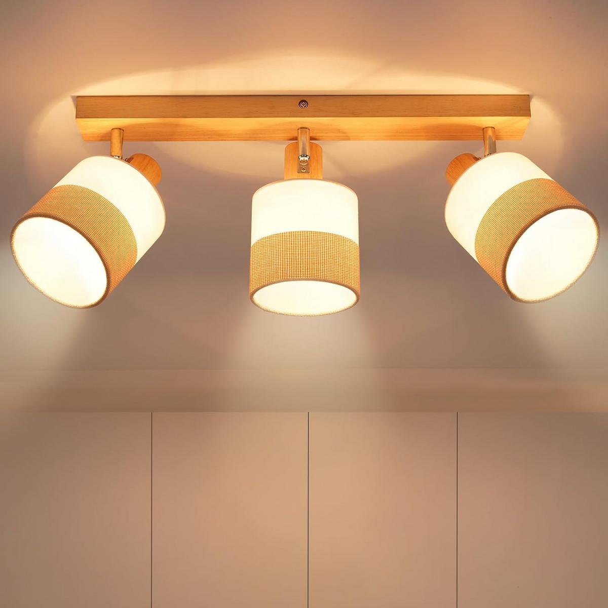 DECKENSTRAHLER Rikoh 16/13/48 cm - Beige, Holz (48/16/13cm) - ZMH