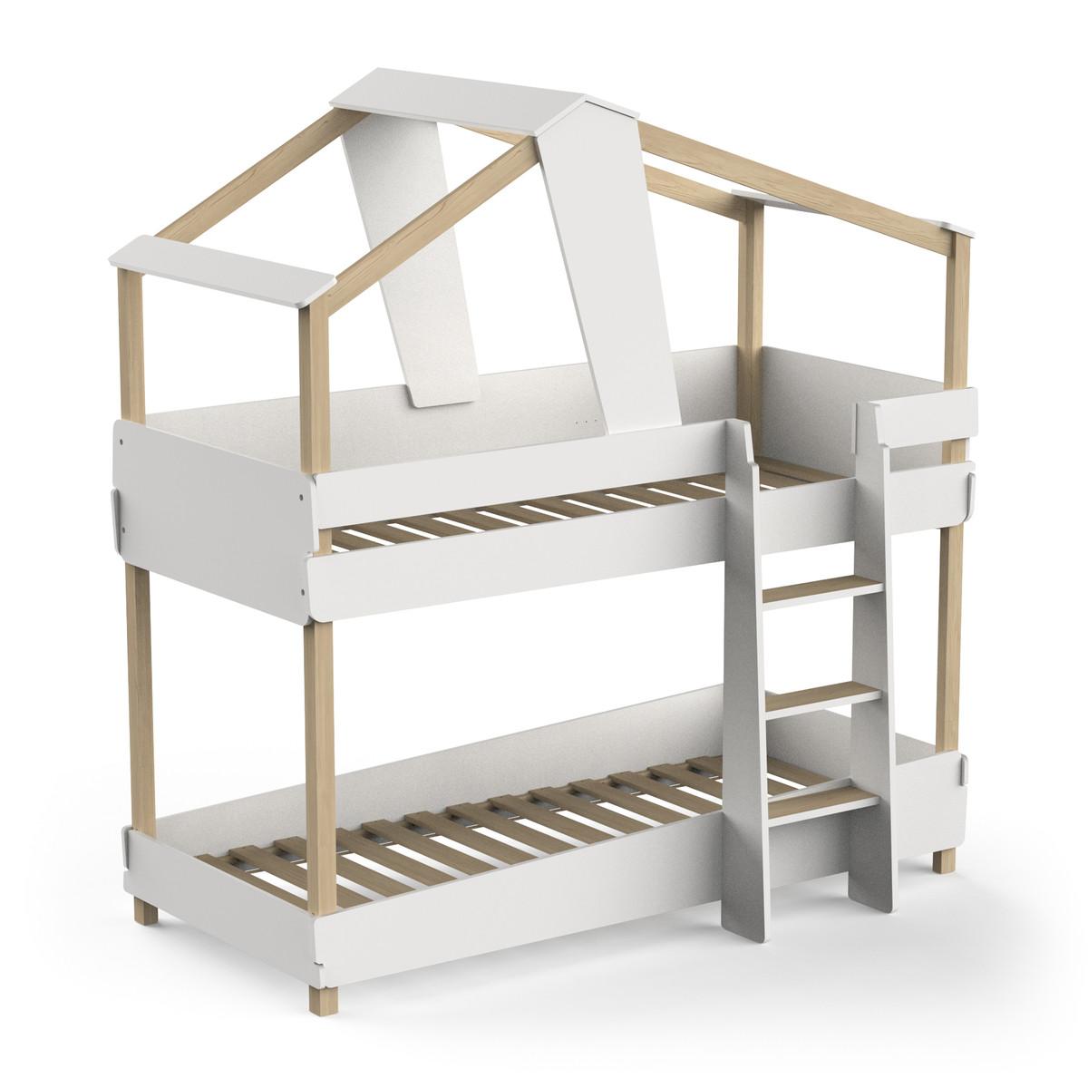 ETAGENBETT 90x200 H214 cm - TIMBER - Weiß, Holzwerkstoff (200/90cm) - Calicosy
