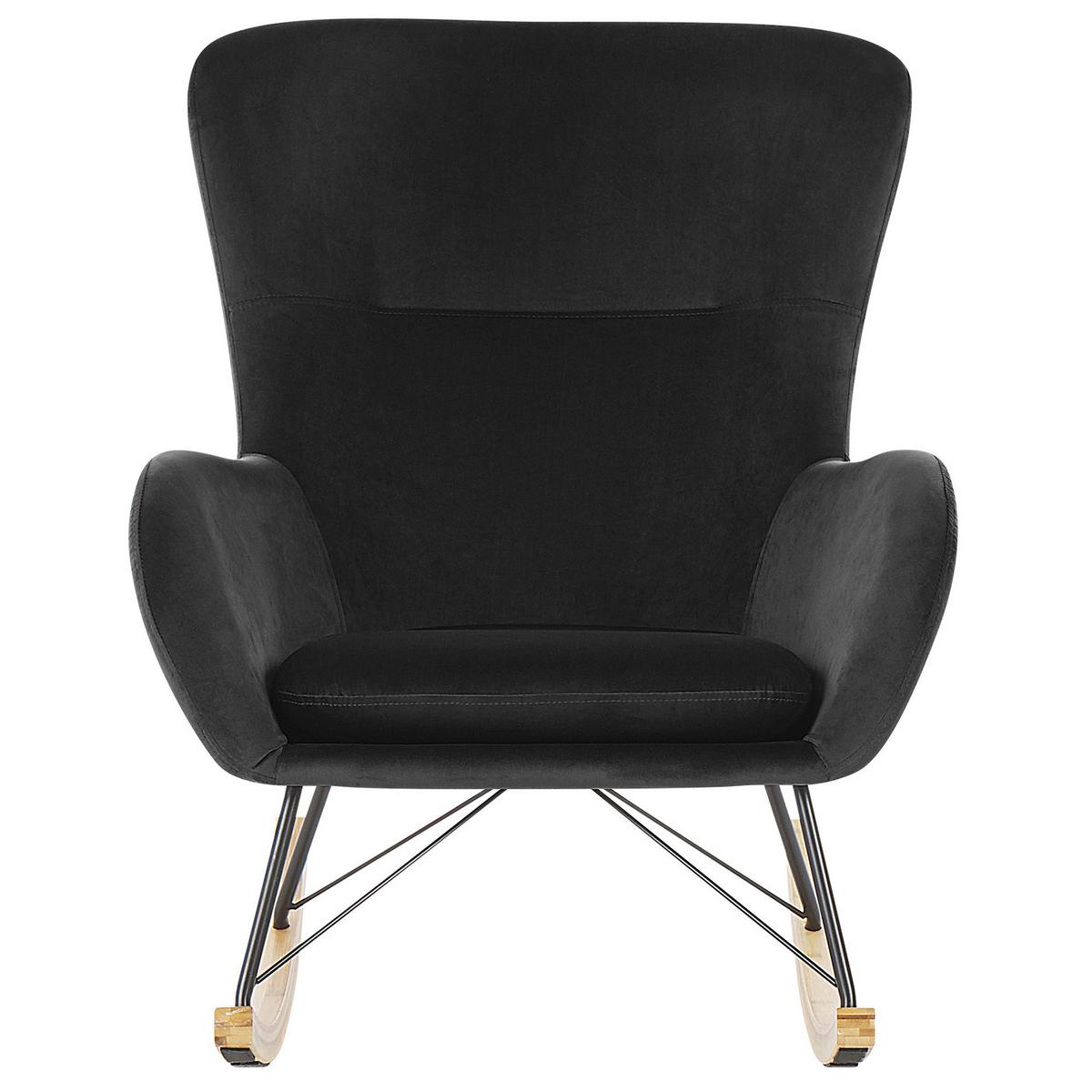 SCHAUKELSESSEL Samtstoff Schwarz Ellan - Hellbraun/Schwarz, Textil (71/97/90cm) - Beliani