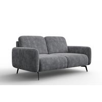 SOFA FEBE 2-Sitzer, grauer Chenille-Stoff - Schwarz/Grau, Holz/Textil (160/82/96cm) - Wozimo