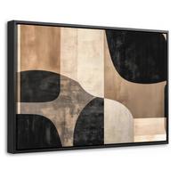 LEINWAND Bilder mit Rahmen - Abstrakt - Flugzeuge - Schwarz - Rund - 60x40 - Beige, Textil (60/40cm) - MuchoWow